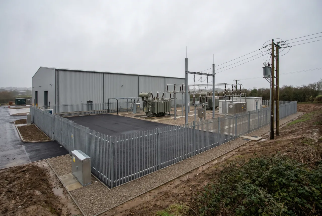 Completed HV connection or substation installation at a data centre facility