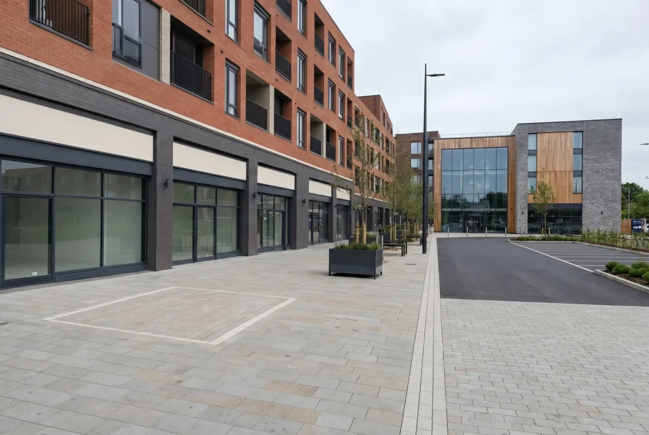 Completed retail or hospitality project with live utility connections